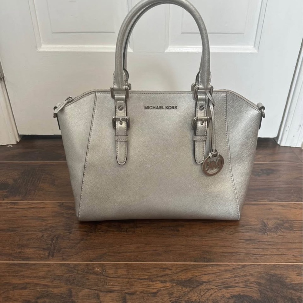 Michael Kors Metallic Silver Satchel